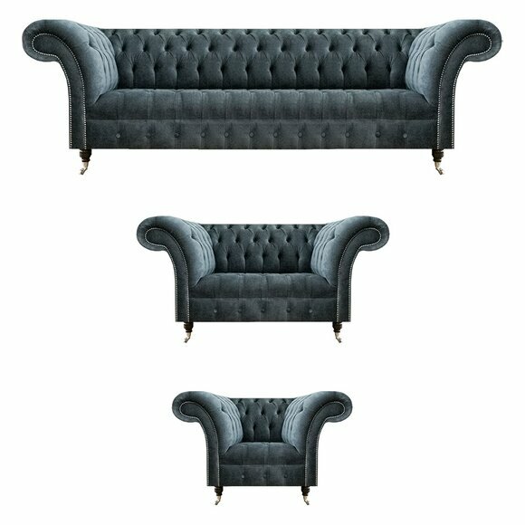 Chesterfield Graue Couchgarnitur Designer Polstersofas Edler Einsitzer Chesterfield Graue Couchgarnitur Designer Polstersofas Edler Einsitzer von JV Moebel