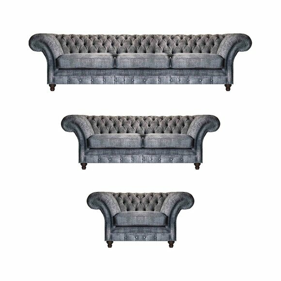 Chesterfield Graue Textilgarnitur Wohnzimmer Sofas Designer Couchen Chesterfield Graue Textilgarnitur Wohnzimmer Sofas Designer Couchen von JV Moebel