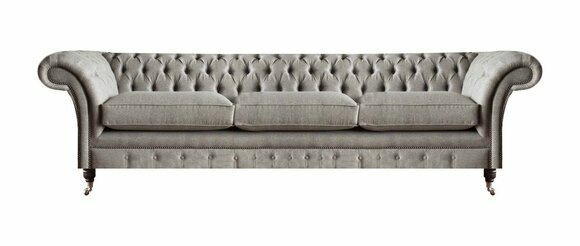 Chesterfield Grauer Dreisitzer Wohnzimmer Polstersofas Designer Couchen von JV Moebel