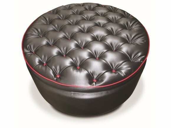 Chesterfield Hocker 100cm Edinburg Chesterfield Rundhocker Lederhocker Textil Stoffhocker von JV Möbel