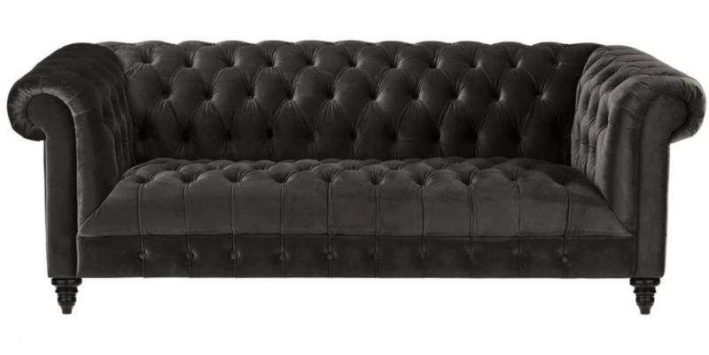 Chesterfield Holzkohle Wohnzimmer Modern Design Couchen Samt Braun Möbel Stoff von JV Möbel
