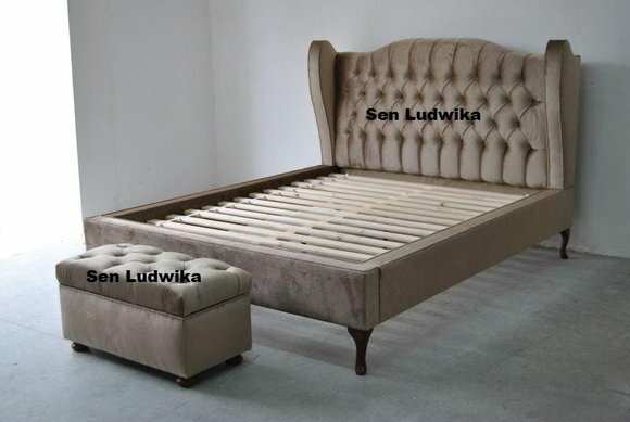 Chesterfield Klassisches Bett Stoff Design Couch Polster 160/180/200 cm von JV Möbel