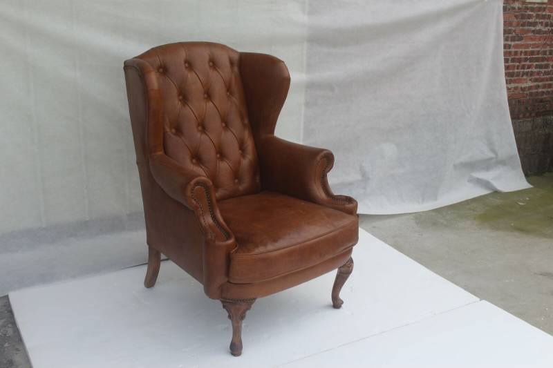 Chesterfield Leder Sessel Ohrensessel Vintage Clubsessel Chefsessel Ohrensessel von JV Möbel