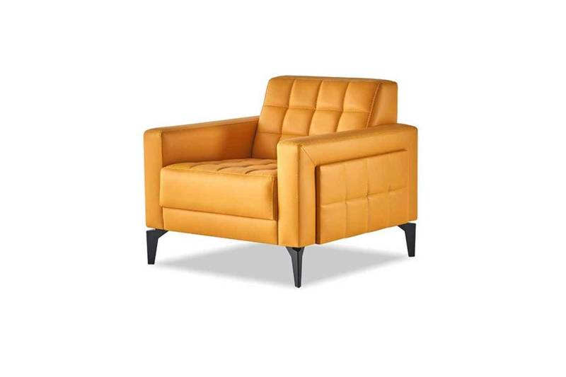 Chesterfield Lehnsessel Sessel Modern Weich Leder Edelstahl Holz Armlehnen von JV Möbel