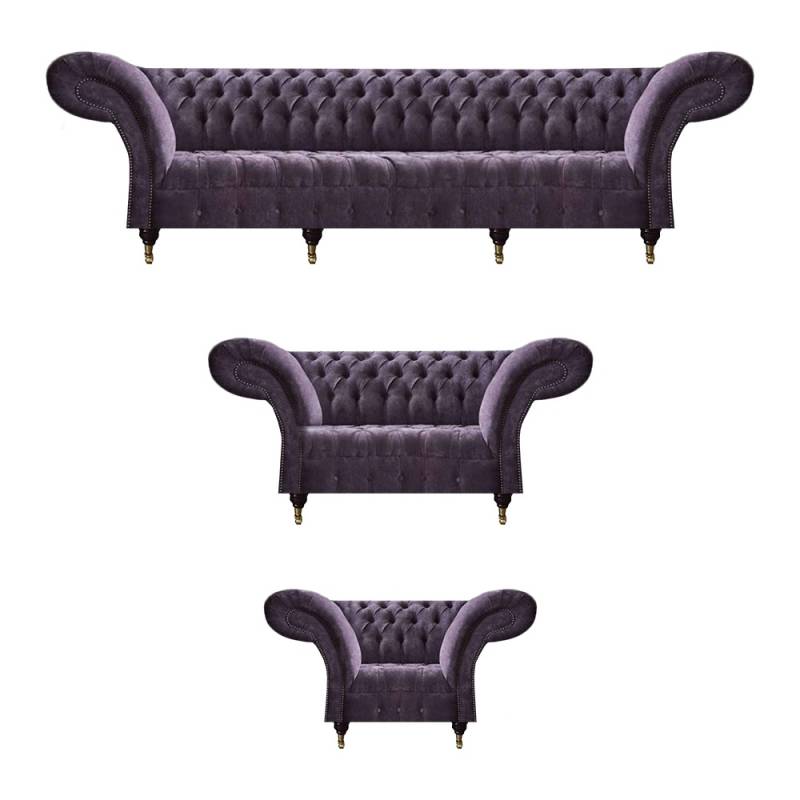 Chesterfield Lila Sitzmöbel Moderner 4-Sitzer Designer Zweisitzer Sessel von JV Moebel
