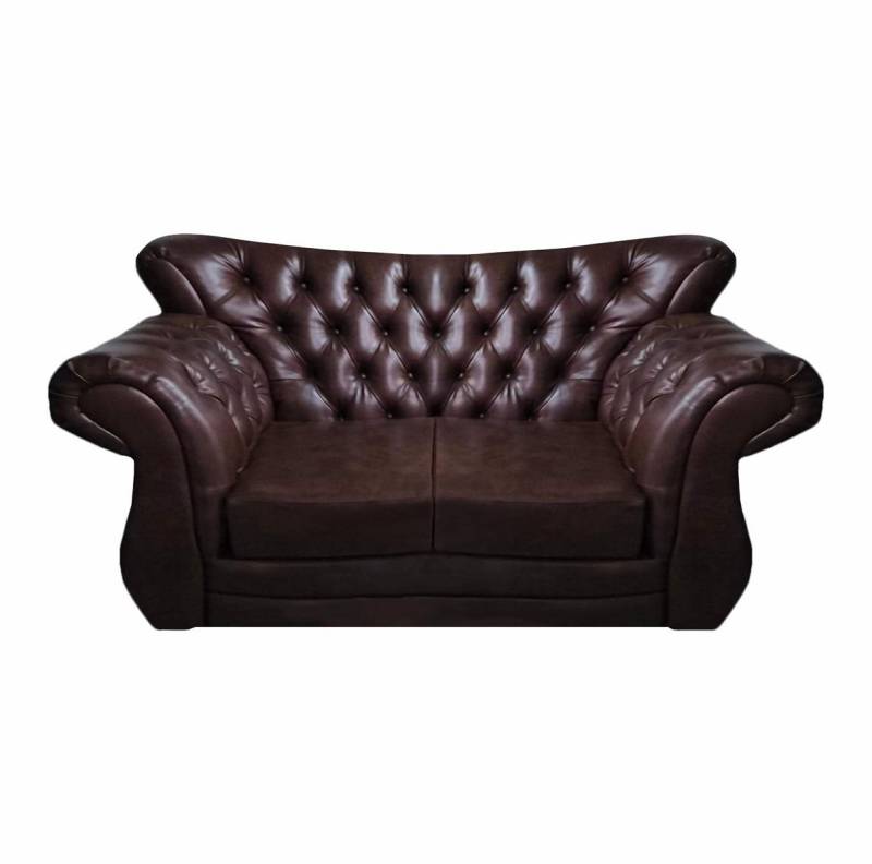 Chesterfield Luxus Sofa Couch Zweisitzer Braun Leder Sofas Wohnzimmer von JV Möbel