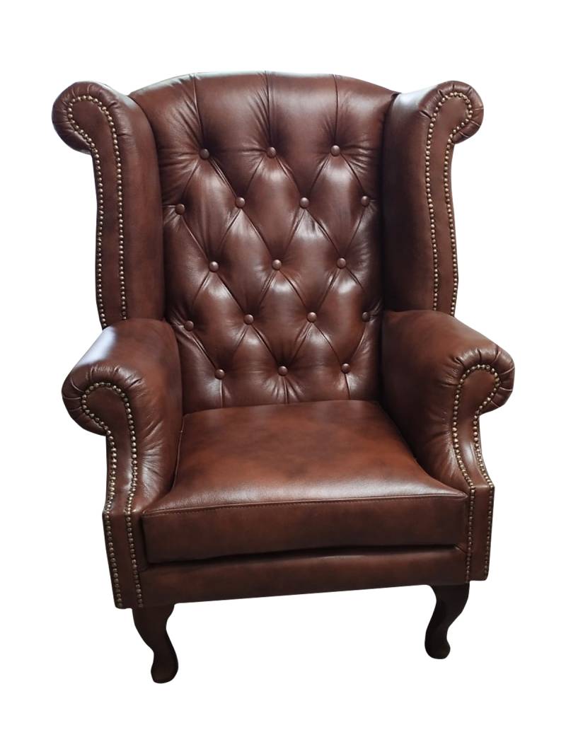 Chesterfield Ohrensessel Leder Sessel Einsitzer Loung Braun Modern von JV Möbel