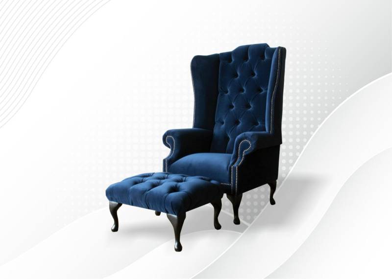 Chesterfield Ohrensessel Sessel + Hocker Relax Fernseh 1 Sitzer Sofa Einsitzer von JV Möbel