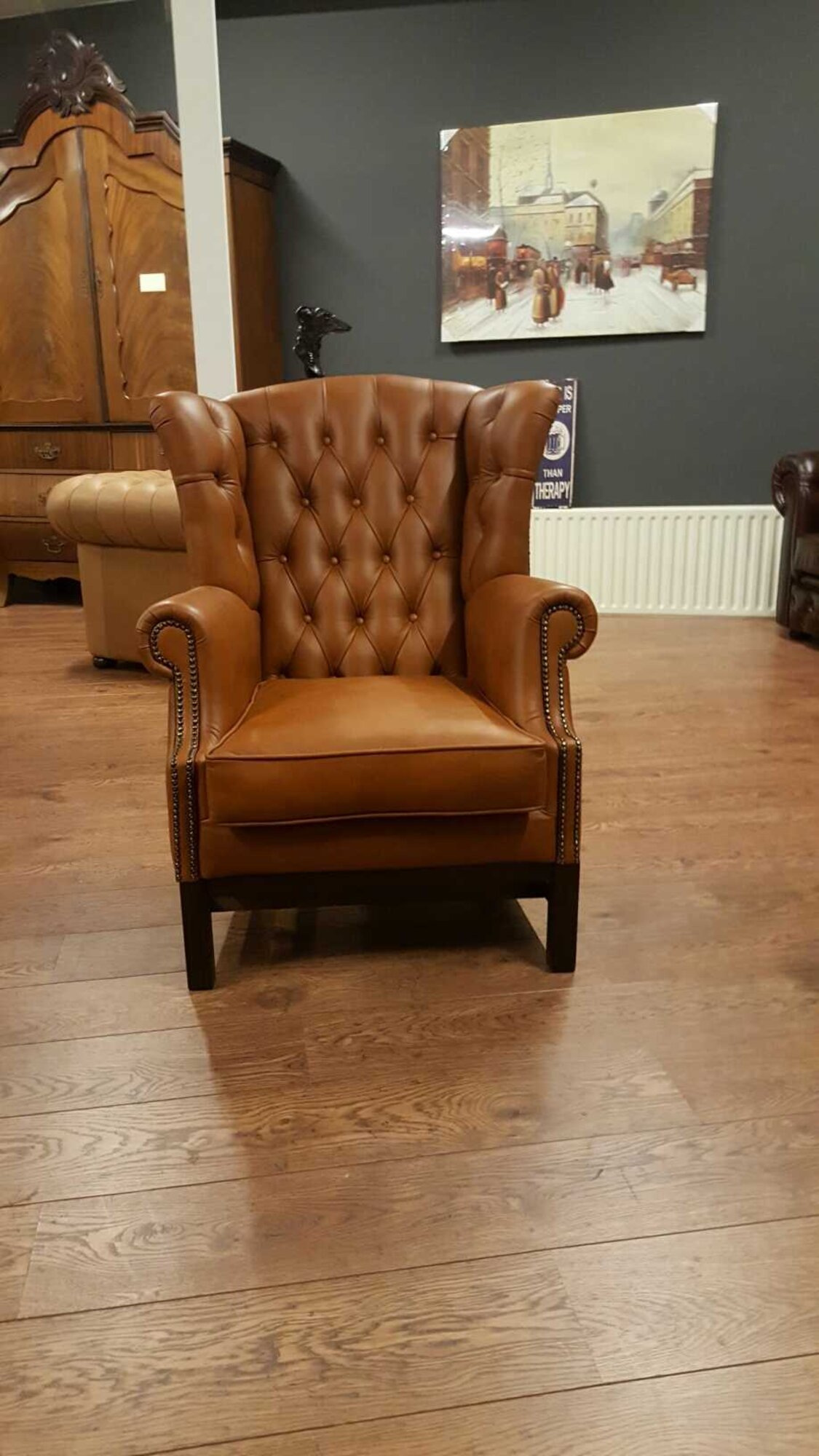 Chesterfield Ohrensessel Sessel Polster Fernseh Büro Couch 100% Echtes Leder Chesterfield Ohrensessel Sessel Polster Fernseh Büro Couch 100% Echtes Leder von JV Möbel