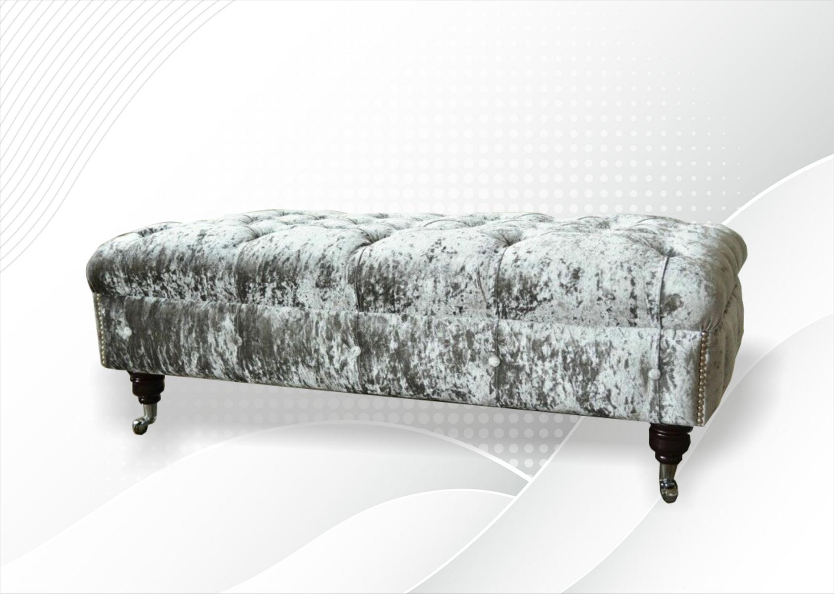 Chesterfield Polsterhocker Grau Stoff Wohnzimmer Design Polster Sofa Neu Textil Chesterfield Polsterhocker Grau Stoff Wohnzimmer Design Polster Sofa Neu Textil von JV Möbel