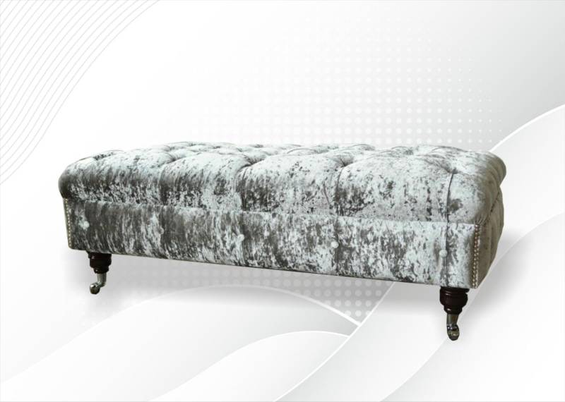 Chesterfield Polsterhocker Grau Stoff Wohnzimmer Design Polster Sofa Neu Textil von JV Möbel
