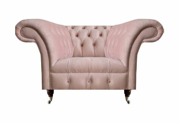 Chesterfield Rosa Einsitzer Wohnzimmer Designer Textilsessel 1-Sitzer von JV Moebel