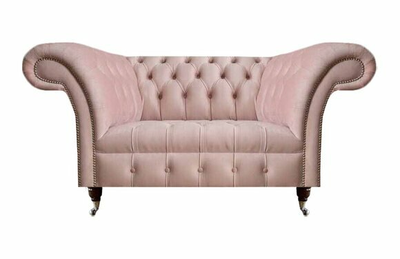 Chesterfield Rosa Zweisitzer Wohnzimmer Luxuriöse Polster Möbel Couch von JV Moebel