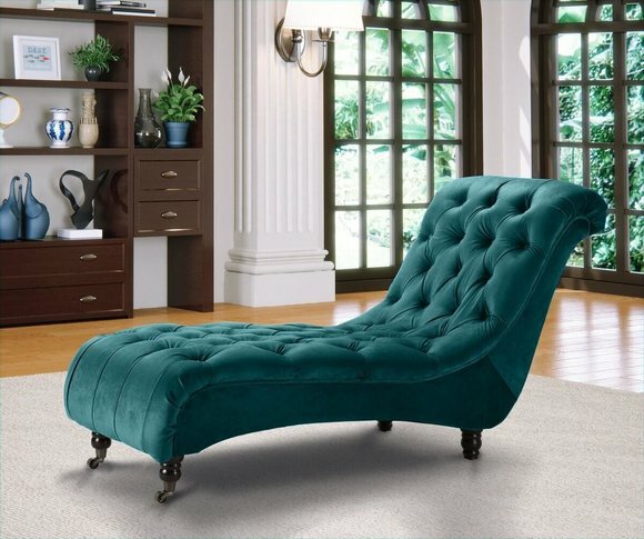 Chesterfield Samt Chaise Lounge Designer Sofa Club Liege Textil Stoff Chesterfield Samt Chaise Lounge Designer Sofa Club Liege Textil Stoff von JV Möbel