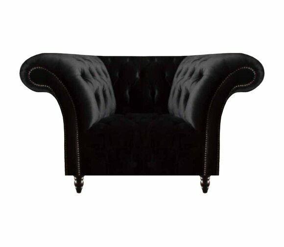 Chesterfield Schwarzer Lehnsessel Polstermöbel Wohnzimmer 1-Sitzer Neu von JV Moebel