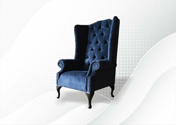Chesterfield Sessel Blau Textil Stoff Luxus Kreative Möbel Neu Ohrensessel xxl von JV Möbel