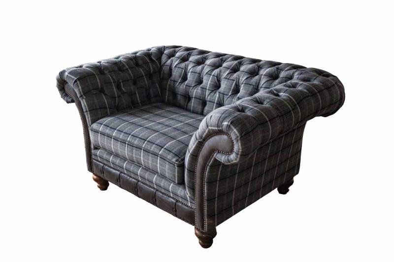 Chesterfield Sessel Couch 1 Sitzer Sofa Textil Stoff Couchen Polster von JV Möbel