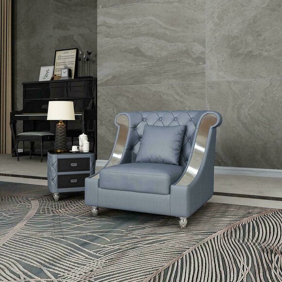 Chesterfield Sessel Fernseh Couch 1 Sitzer Sofa Leder Couchen Polster Echtleder von JV Möbel