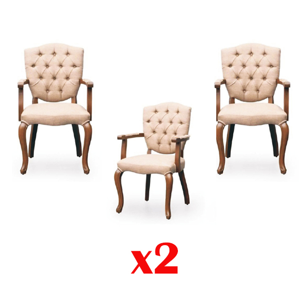 Chesterfield Sessel Holz Lounge Club 2x Set Garnitur Stuhl Stühle von JV Möbel