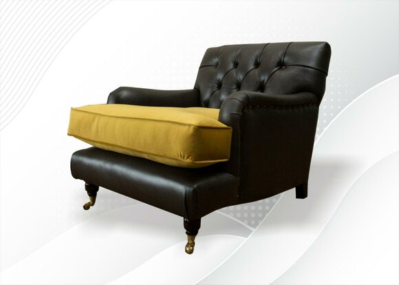 Chesterfield Sessel Textil Sofa Stoff Couch Sofas Club Lounge Schwarz von JV Möbel
