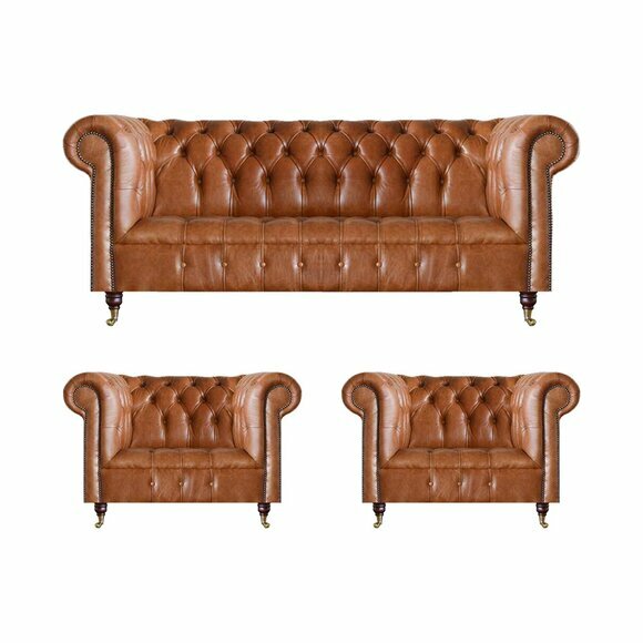 Chesterfield Sitzmöbel Braune Sofas Einsitzer Wohnzimmer Einrichtung von JV Moebel