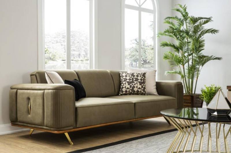 Chesterfield Sofa 4 Sitz Wohnzimmer Viersitzer Design schwarz Textil Couchen von JV Möbel