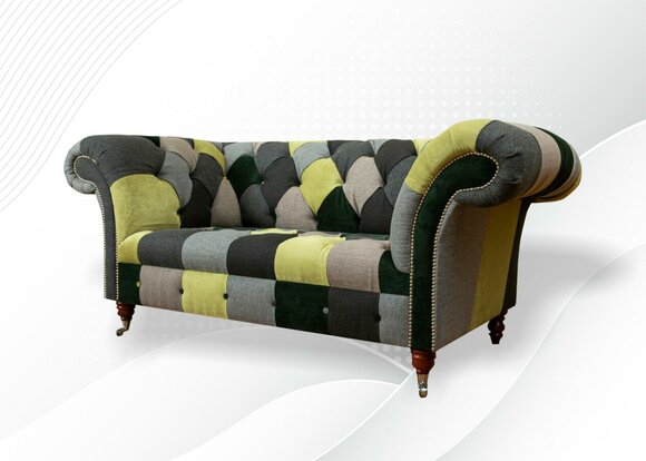 Chesterfield Sofa Couch Polster Sofas Klassischer 2 Sitzer Leder Textil Bunte von JV Moebel