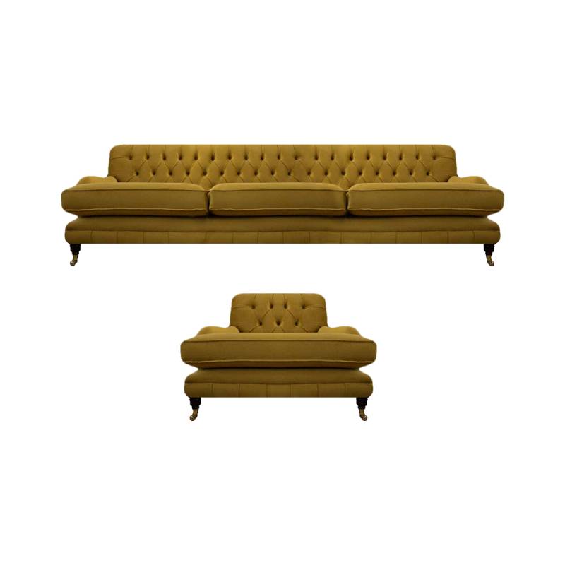 Chesterfield Sofa Dreisitze Gelb Sessel Einrichtung Couch Wohnzimmer Neu von JV Möbel