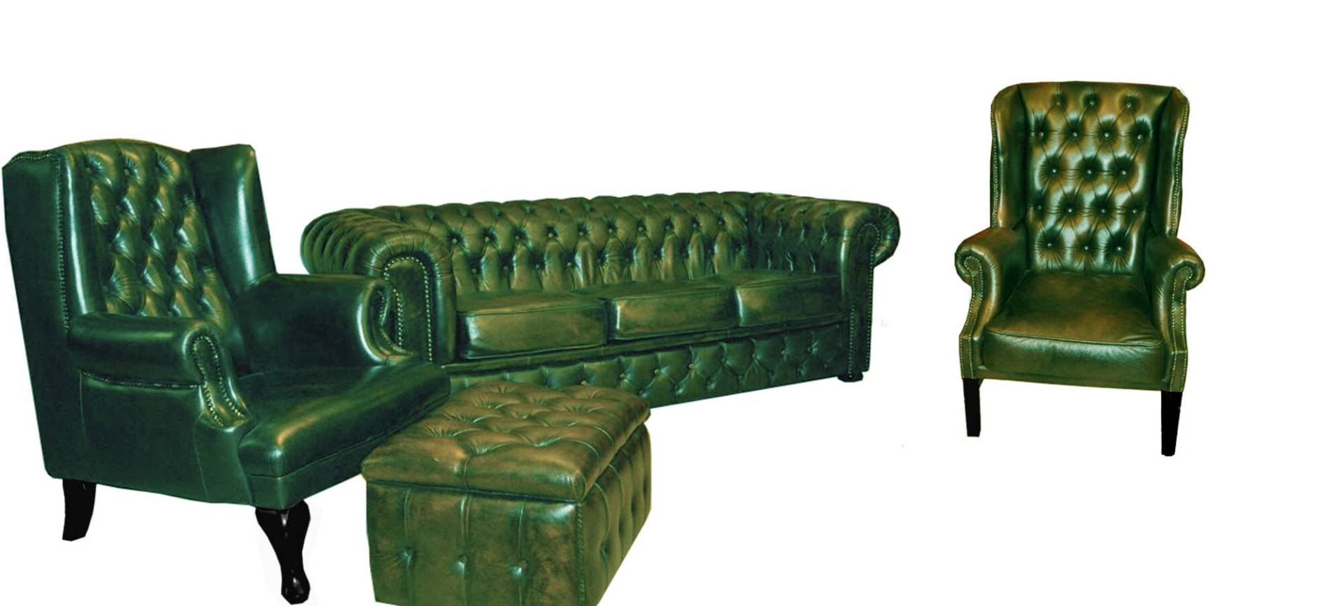 Chesterfield Sofagarnitur Sofa Couch Polster Sitz Set 2x Ohrensessel 3 Sitzer von JV Möbel