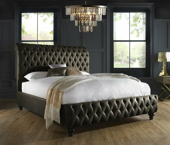 Chesterfield Textil Bett Schlafzimmer Betten Doppel Polster 140/160/180/200 cm von JV Möbel