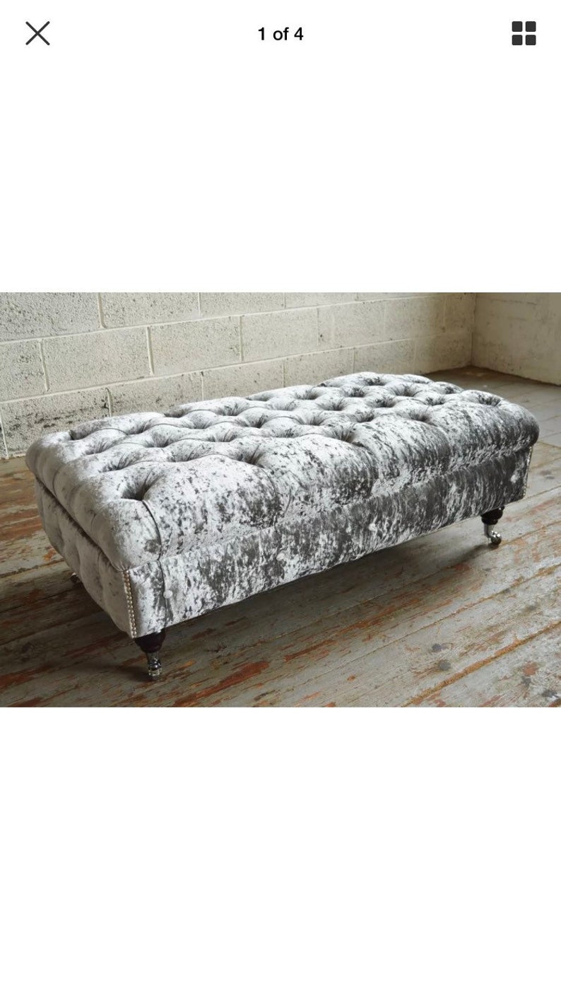 Chesterfield Textil Hocker XXL Big Fußhocker Polster Sofas Bank Luxus Stoff Chesterfield Textil Hocker XXL Big Fußhocker Polster Sofas Bank Luxus Stoff von JV Möbel