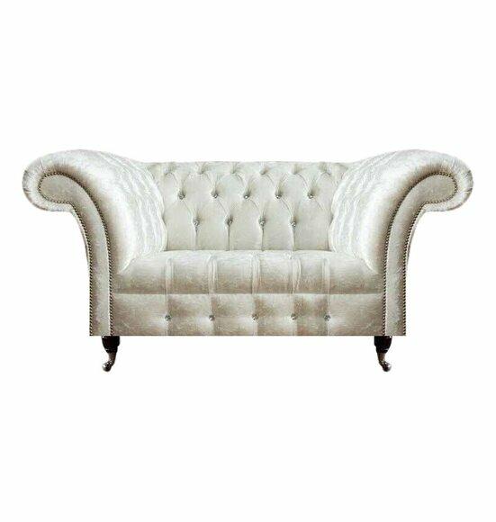 Chesterfield Wohnzimmer Couch Designer Weißes Zweisitzer Sofa Sitzmöbel von JV Moebel