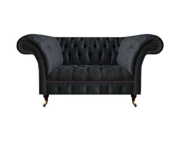 Chesterfield Wohnzimmer Schwarzes Sofa Moderner Zweisitzer Polster Möbel von JV Moebel
