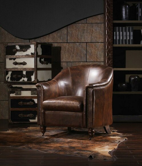 Clubsessel Vintage Leder Ledersessel Sessel Designsessel Echtleder Retro Sofa von JV Möbel
