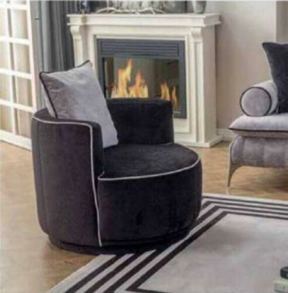 Cocktailsessel Sessel Ohrensessel Stoff Wohnzimmer Schwarz Modern von JV Möbel