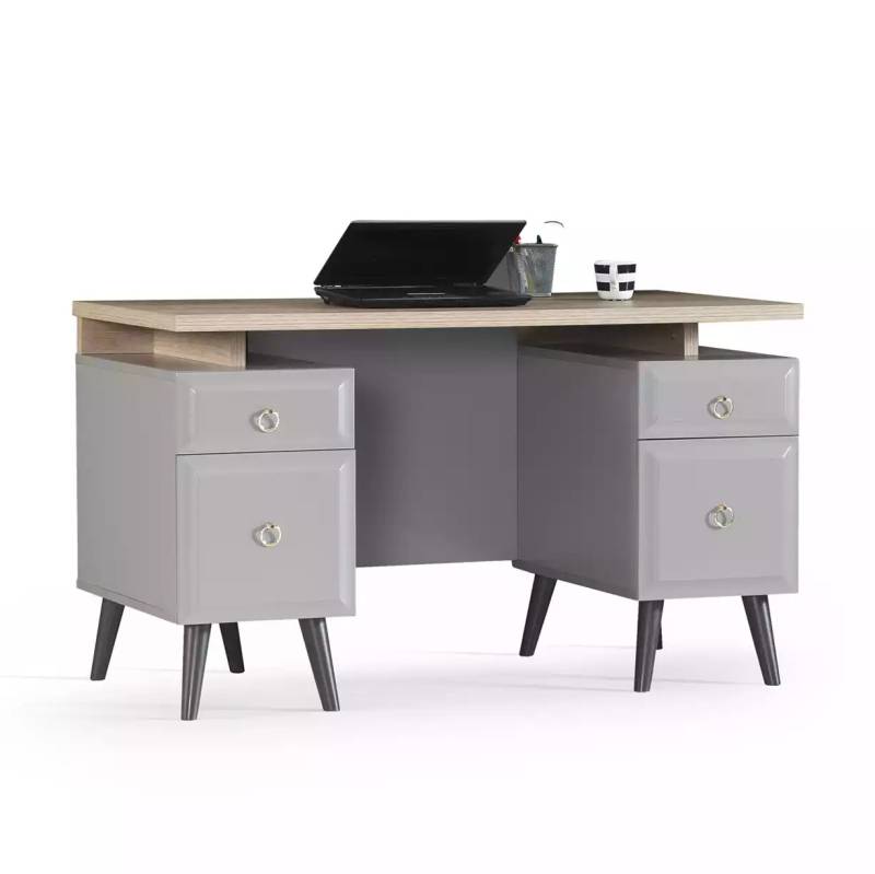 Computertisch Schreibtisch Kinderschreibtisch Holz Grau Tisch Design von JV Möbel