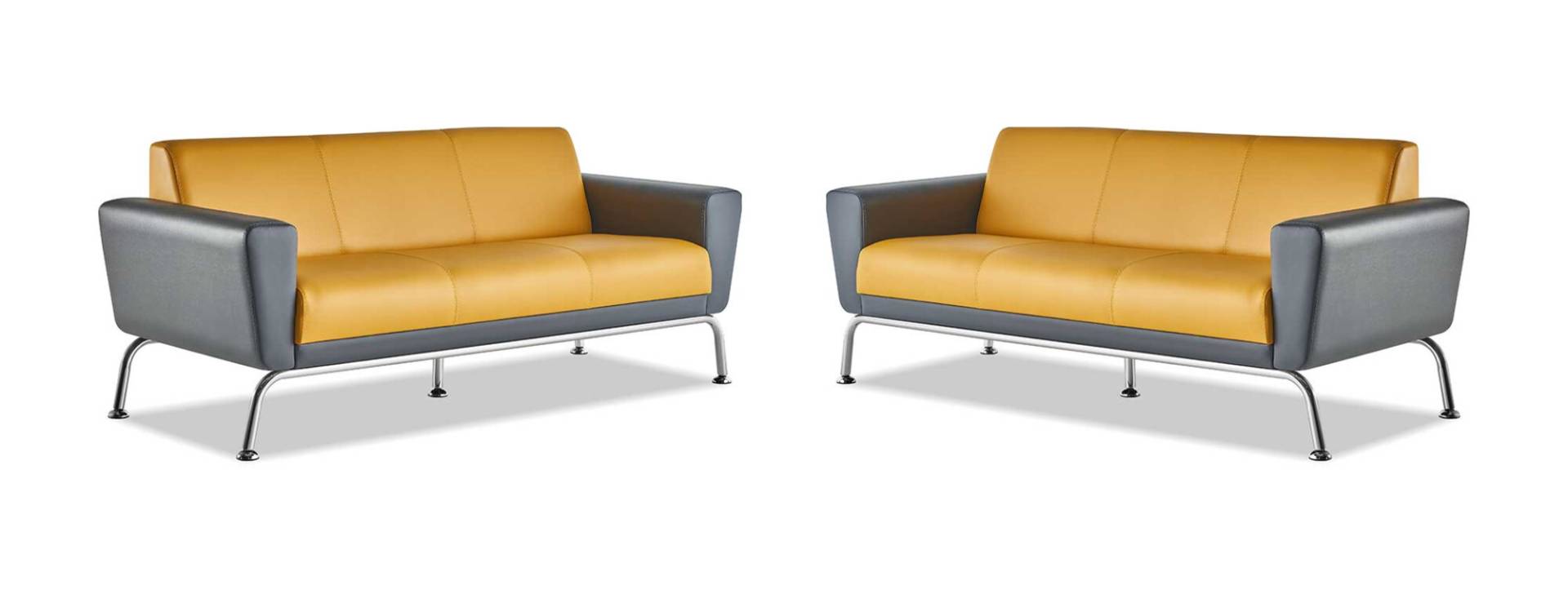 Couch Sofas 3-Sitzer Gelb Grau Ledersofas Modern Sofa-Set Dreisitzig von JV Möbel