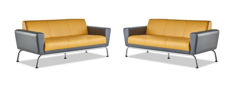 Couch Sofas 3-Sitzer Gelb Grau Ledersofas Modern Sofa-Set Dreisitzig von JV Möbel