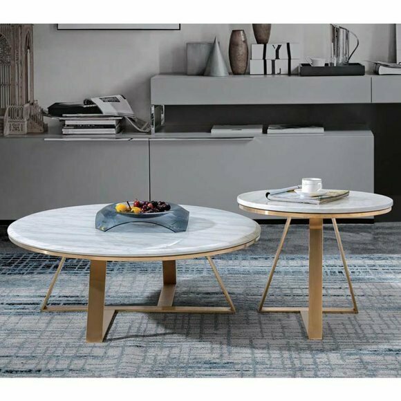 Couch Tisch Marmor Sofa Rund Beistell Designer Tische Metall Italienische Couch Tisch Marmor Sofa Rund Beistell Designer Tische Metall Italienische von JV Möbel