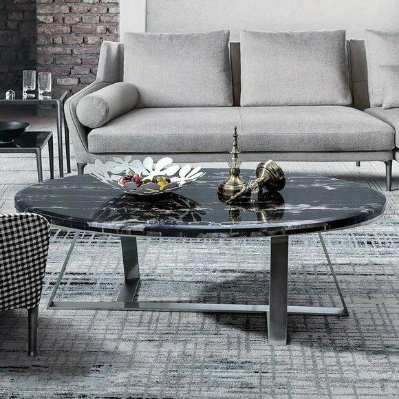 Couch Tisch Rund Tische Runde Sofa Neu Metall Glas Beistell Designer Wohn von JV Möbel