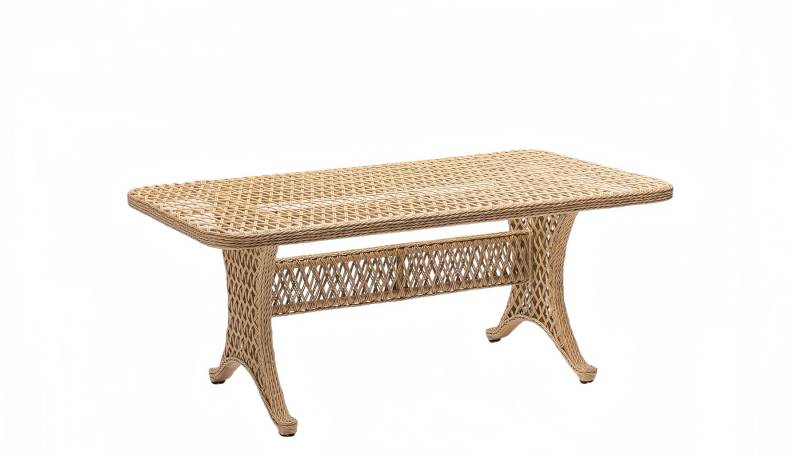 Couchtisch Beige Luxus Rattan Moderner Design stilvoll Kaffeetisch Hochwertig von JV Möbel