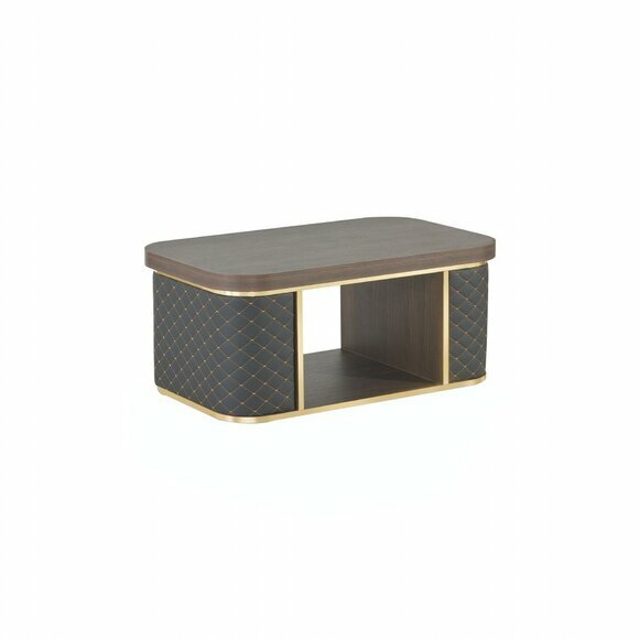Couchtisch Braun Schwarz Zweifarbig mit Regal Modern Design Rechteckig von JV Moebel
