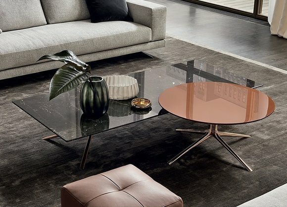 Couchtisch Design Metall Marmor Rund Gold Italien Möbel Tisch Wohnzimmer von JV Möbel
