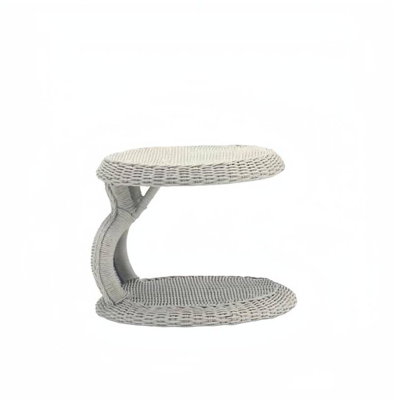 Couchtisch Grau Luxus Möbel Terrasse Design Hochwertig Rund Rattan Modern von JV Möbel
