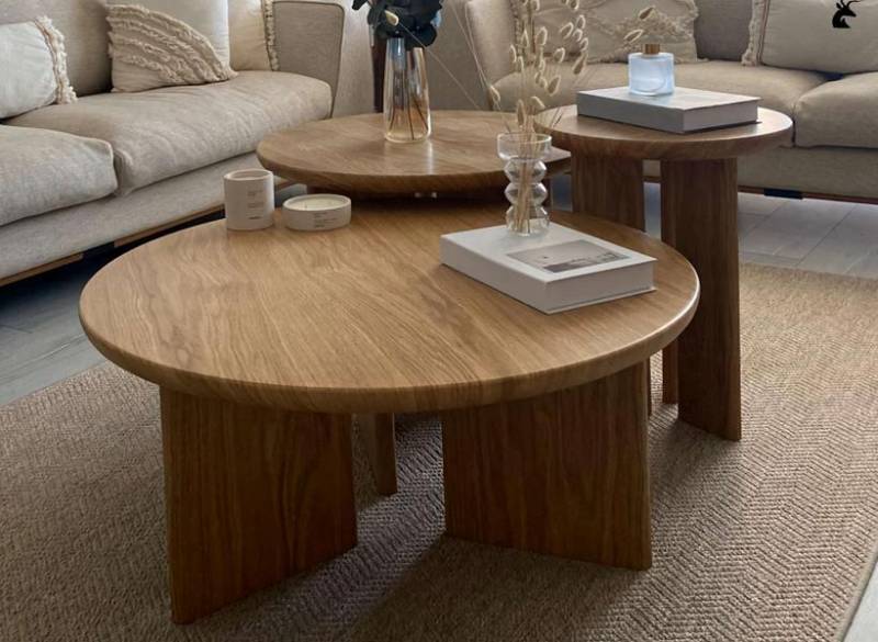Couchtisch Holz Rund Eleganz Stabilität Design Qualität Beistelltisch Tische Couchtisch Holz Rund Eleganz Stabilität Design Qualität Beistelltisch Tische von JV Möbel