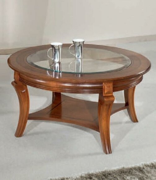 Couchtisch Holztisch Design Tische Italienische Möbel Glastisch Rund Tisch Braun von JV Möbel
