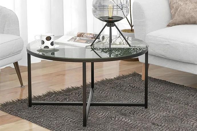 Couchtisch Luxuriöses Wohnzimmer Esszimmermöbel Glas + Metall schwarz hochwertig von JV Möbel