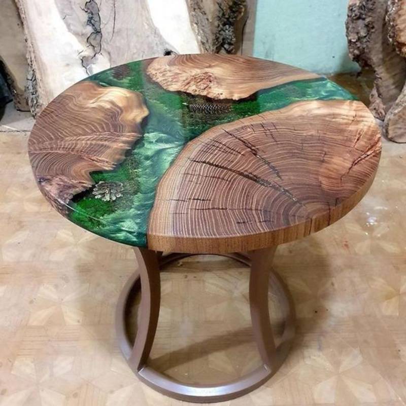 Couchtisch Luxus Design Holz Hochwertig Braun Möbel Wohnzimmer Couchtische Rund von JV Möbel