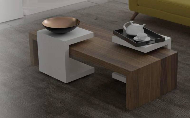 Couchtisch Set Walnuss Natur Wohnzimmermöbel Beistelltische Modern Neu von JV Möbel