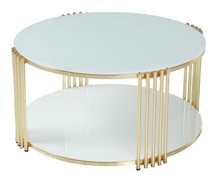 Couchtisch Weiß Luxus Design Metall Elegantes Möbel Wohnzimmer Couchtische Rund von JV Möbel